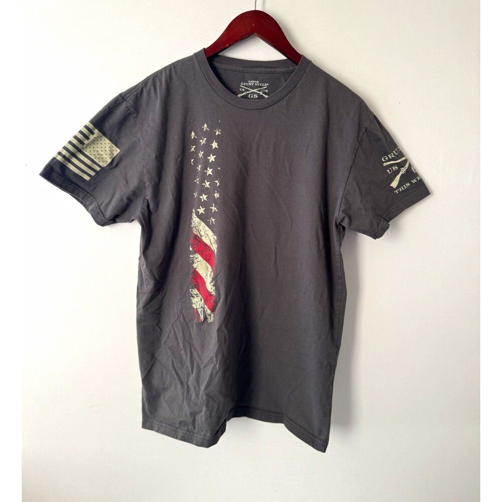 Grunt Style This We’ll Defend Graphic Logo T-Shirt Men’s L Gray Cotton Tee